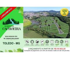 Terreno de 600 a 950 metros no Residencial Cachoeira em Toledo - MG